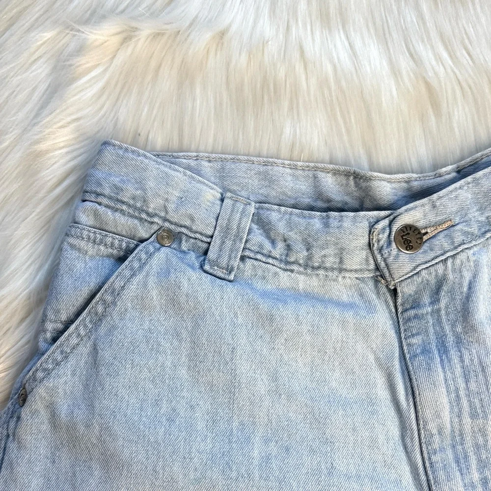 Lee Vintage Riveted Dungarees Light Wash Denim Carpenter Shorts - Picture 3 of 6